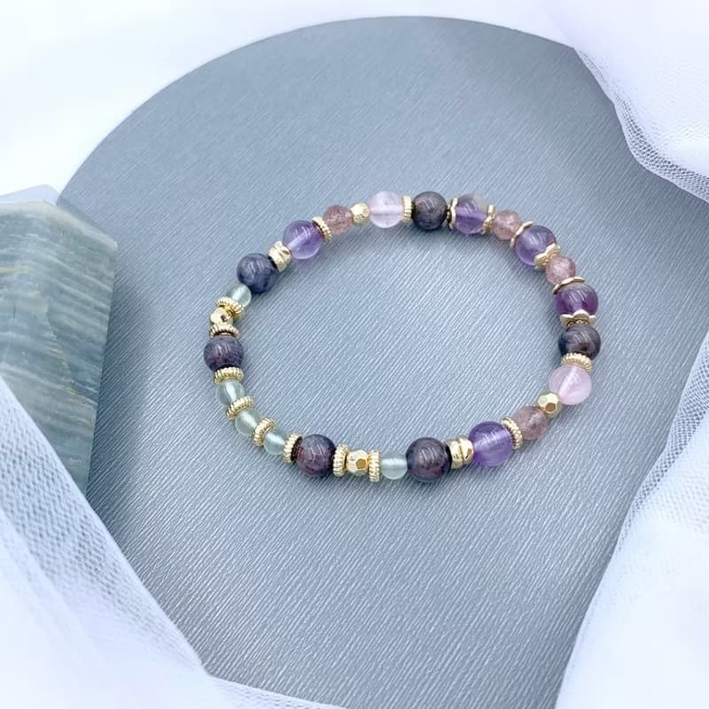 夢幻燈花 / 紫幽靈 血滴堇青 粉晶 薰衣草紫水晶 草莓晶 葡萄石