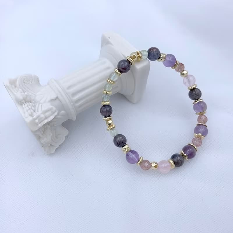 夢幻燈花 / 紫幽靈 血滴堇青 粉晶 薰衣草紫水晶 草莓晶 葡萄石