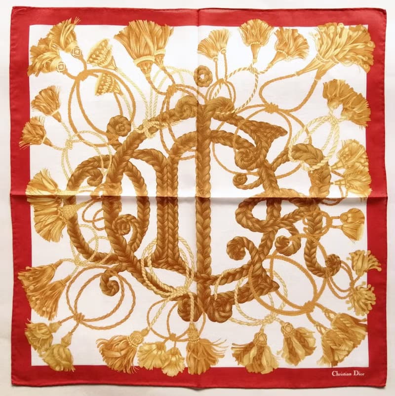Christian Dior Vintage Handkerchief Braided Rope 21 x 20.5 inches