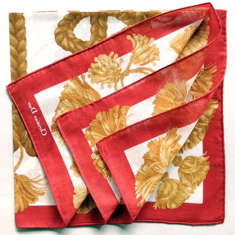 Christian Dior Vintage Handkerchief Braided Rope 21 x 20.5 inches