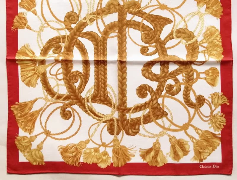 Christian Dior Vintage Handkerchief Braided Rope 21 x 20.5 inches