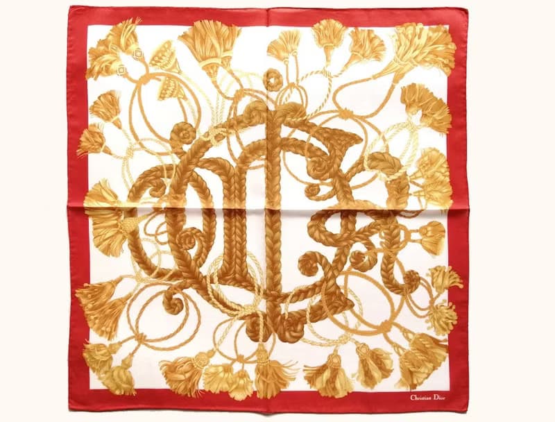 Christian Dior Vintage Handkerchief Braided Rope 21 x 20.5 inches