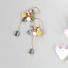 モスアクアマリンのbouquetピアス