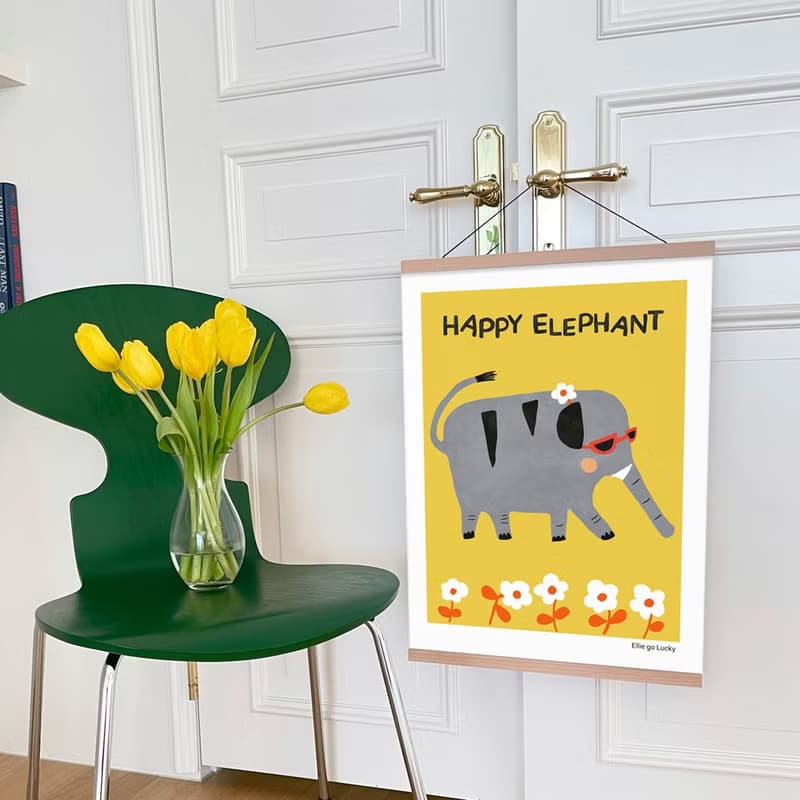 Art print / Happy Elephant / Illustration poster A3 A2