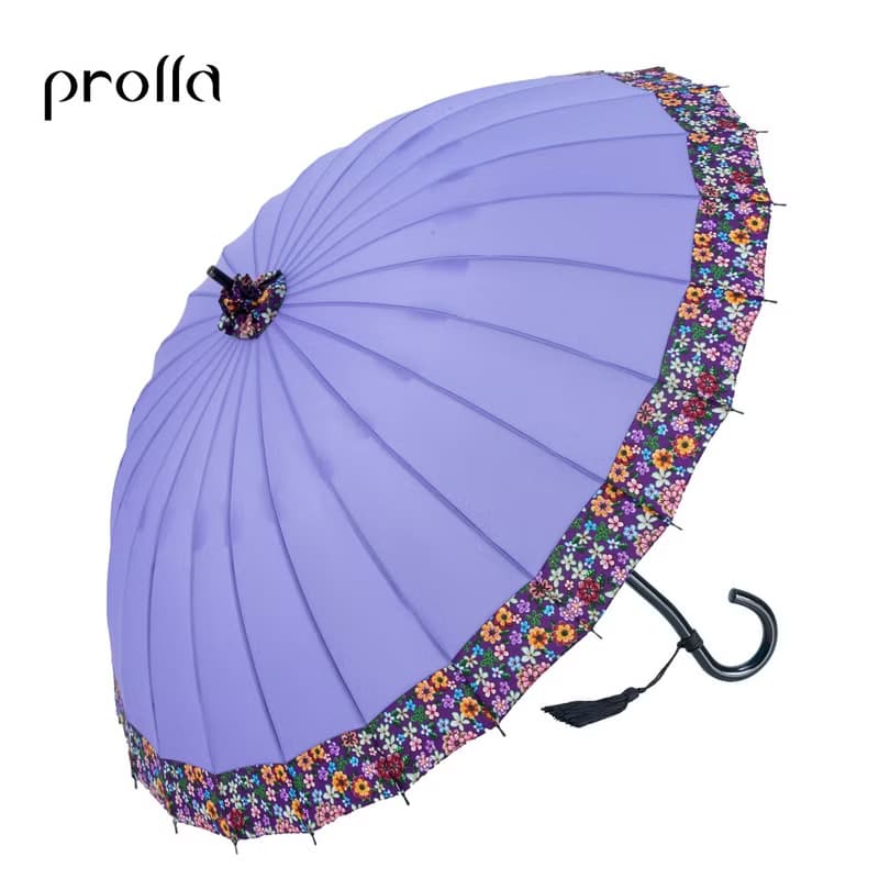 Prolla 復古圓面桐花直傘  特殊傘架 客家桐花 抗UV防風晴雨傘