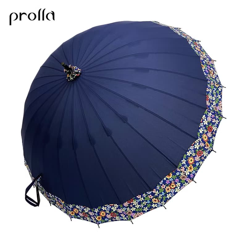 Prolla 復古圓面桐花直傘  特殊傘架 客家桐花 抗UV防風晴雨傘