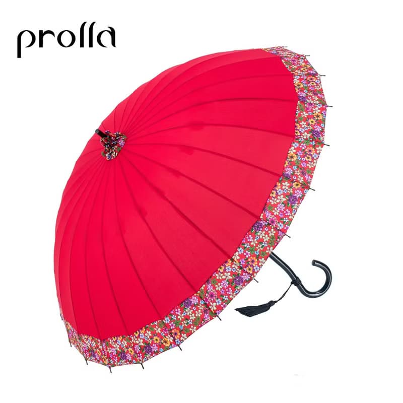 Prolla 復古圓面桐花直傘  特殊傘架 客家桐花 抗UV防風晴雨傘