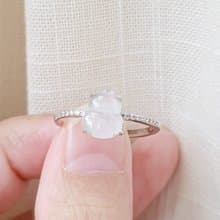 【親翠】天然翡翠 高冰白木那雪花棉飽滿葫蘆925銀鑲鋯石鑽戒