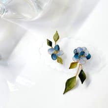 耳針x耳夾水晶花_拾花(藍)_光點飾品