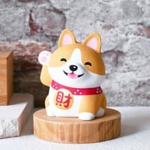 狗來富 招財柯基犬 手工雕刻療癒擺飾小木雕擺飾 名片架