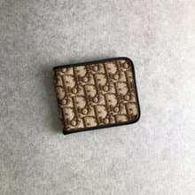 【 日本直送　名牌中古包 】Christian Dior クリスチャン ディオール トロッター 財布 ブラウン ジャガード レザー 二つ折り財布 uyfwgb
