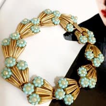 vintage jewelry  Crown Trifari 典雅小藍花 手鍊