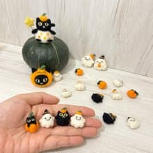 【萬聖節限定】南瓜黑貓幽靈羊毛氈娃娃 鑰匙圈 髮夾 療癒 送禮