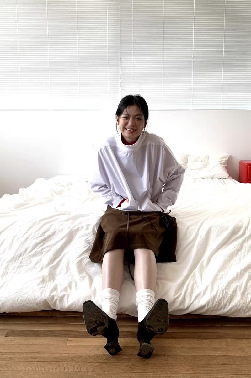 日系復古 套頭圓領 半高領螺紋寬鬆襯衫