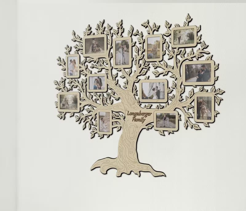 Genealogical tree wall decor Personalized housewarming gift Family photo gallery
