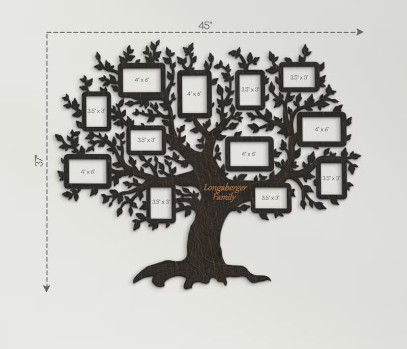 Genealogical tree wall decor Personalized housewarming gift Family photo gallery