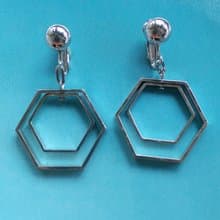 Vintage Jewelry 西洋古董飾品 銀色調 普普都會垂墜 夾式耳環