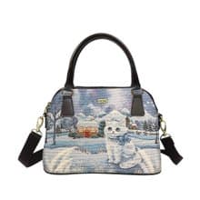 貝殼兩用包  真皮 / 布防潑水 平織緹花 極光波斯貓 阿曼達