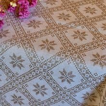 Linen rustic gray ornament tablecloth, gift idea housewarming