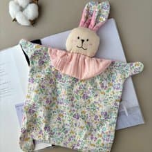 兔寶寶安撫巾   紫色花卉小貓咪 彌月禮 新生兒禮 嬰兒