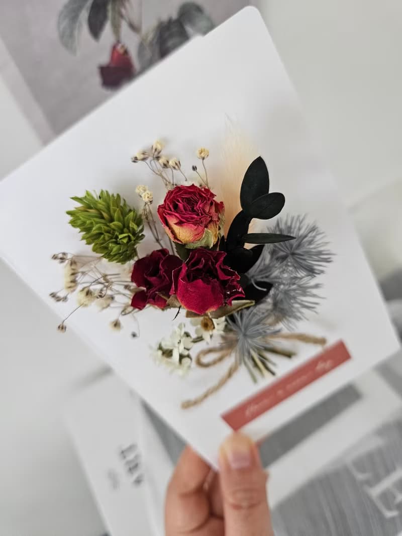 Have a nice day 永生彩虹滿天星卡片 乾燥玫瑰花卡片 花束萬用卡