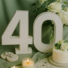 閃耀 40 數字擺飾－適合生日派對、紅寶石婚或紀念日裝飾
