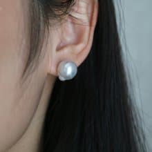 日本直送 11mm 冷光澳白巴洛克 珍珠耳釘 無耳洞耳夾 18K金 925銀