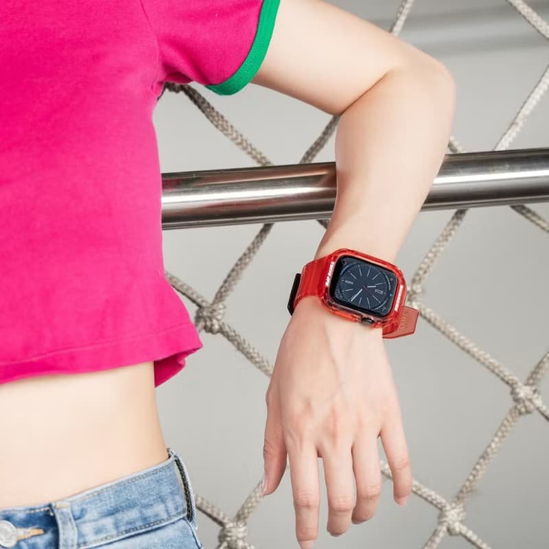 Apple Watch 45/44mm Saido 街頭潮流一體成形錶帶-紅色