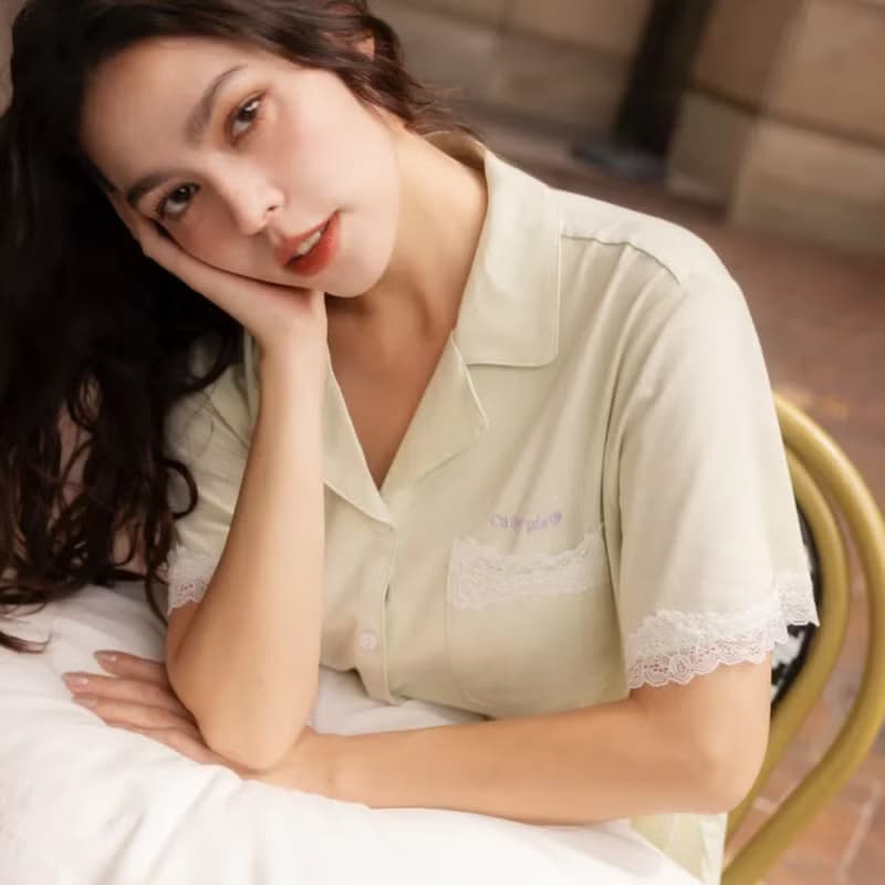 夏綠蒂白日夢 水柔棉蕾絲短袖長褲