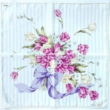 Christian Dior Vintage Handkerchief — Floral Bouquet on Blue 19.5 x 19.5 inches