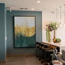 綠松石嵌金絲I - 金色葉子深綠抽象畫/輕奢抽象藝術畫/居家設計