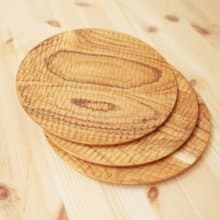 無深度)天然柚木圓型餐盤S號-波點款│22cm不上漆原木製 露營野