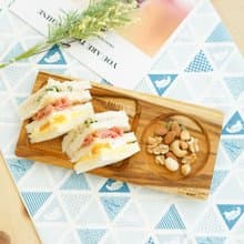 天然柚木咖啡盤-條紋款 25*12│不上漆原木製早午餐盤露營野餐