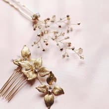 Swarovski復古金新娘髮飾(1套2件),閃石髮飾,Wedding Headpiece