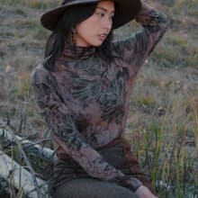 綻放 高圓領印花內搭毛衫 綿羊毛毛衫