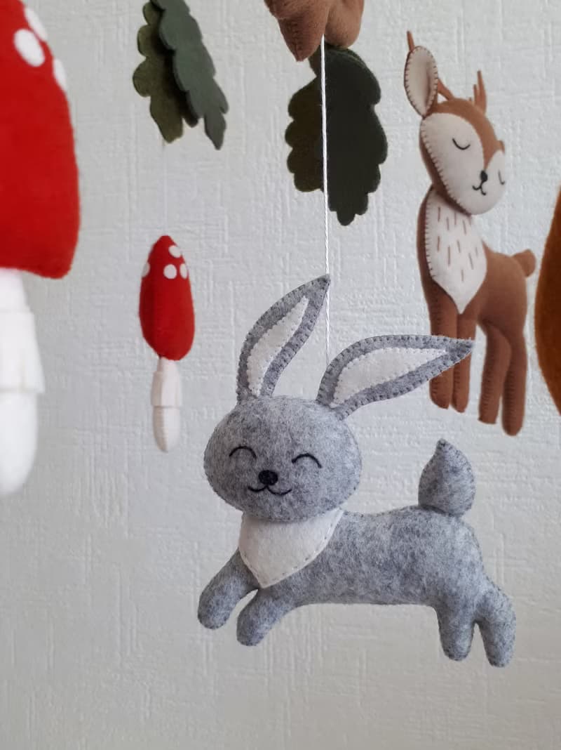 Woodland baby mobile nursery decor, forest animals crib mobile, baby shower gift