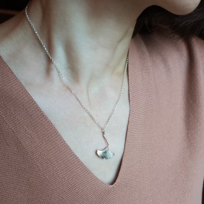 ginkgo necklace_銀杏項鍊 禮物推薦 女朋友 葉子 植物 秋天 情人