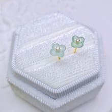 貴人•招財•健康 |18k金桂花|緬甸A貨翡翠冰馬卡龍綠耳環