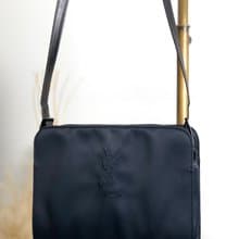 【 日本直送　名牌中古包 】Yves Saint Laurent イヴ・サンローラン ショルダーバッグ ネイビー YSL ナイロン vintage iav52t