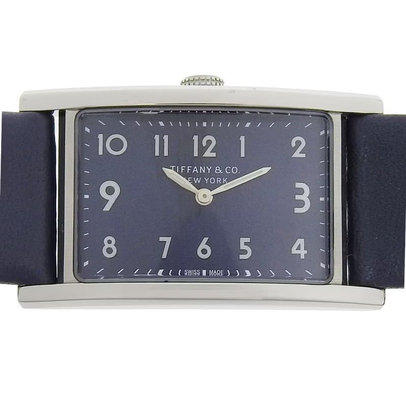 【日本直送】ティファニー TIFFANY&Co. イーストウエスト 腕時計 SS × 型押しレザー クオーツ アナログ表示 グレー文字盤 レディース【中古】