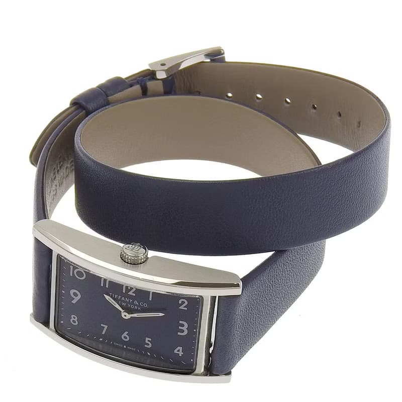 【日本直送】ティファニー TIFFANY&Co. イーストウエスト 腕時計 SS × 型押しレザー クオーツ アナログ表示 グレー文字盤 レディース【中古】