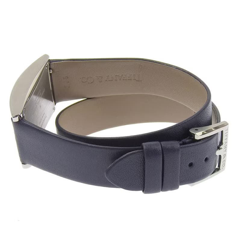 【日本直送】ティファニー TIFFANY&Co. イーストウエスト 腕時計 SS × 型押しレザー クオーツ アナログ表示 グレー文字盤 レディース【中古】