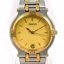 【日本直送 中古美品】グッチ GUCCI 腕時計 9000M ステンレススチール コンビ シルバー ゴールド クオーツ ヴィンテージ