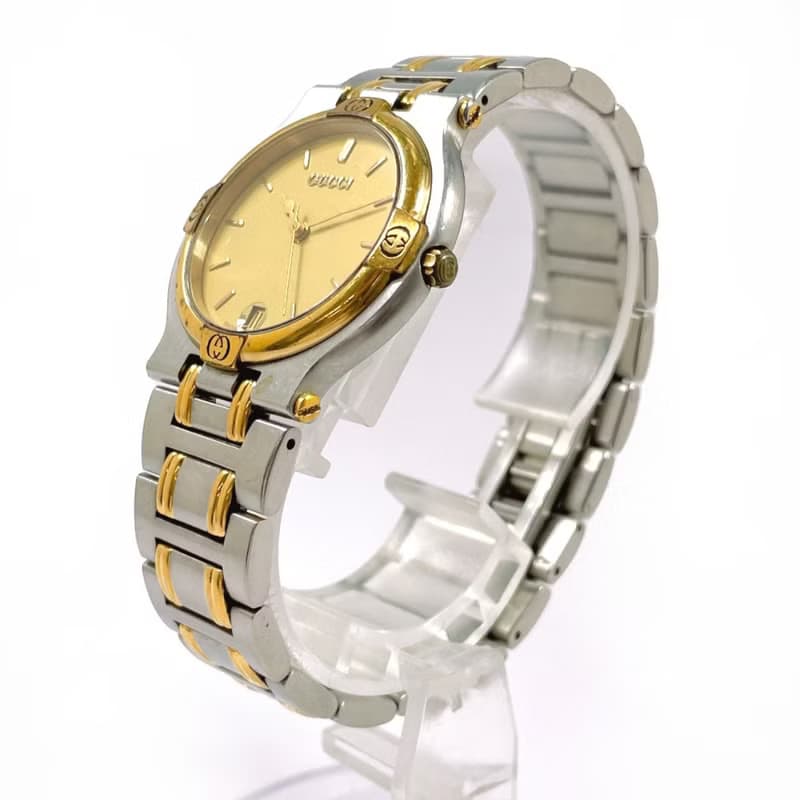 【日本直送 中古美品】グッチ GUCCI 腕時計 9000M ステンレススチール コンビ シルバー ゴールド クオーツ ヴィンテージ