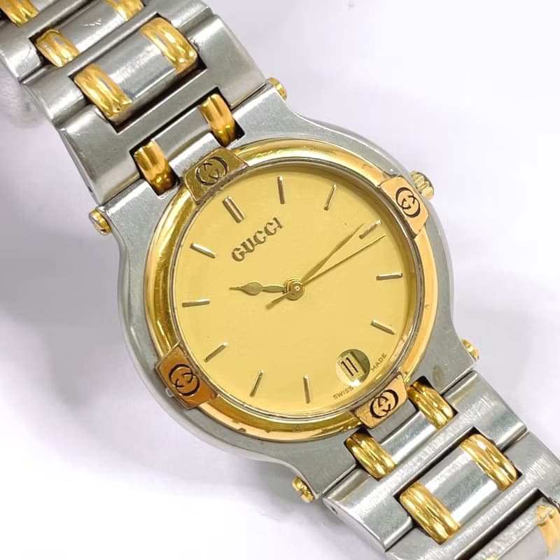 【日本直送 中古美品】グッチ GUCCI 腕時計 9000M ステンレススチール コンビ シルバー ゴールド クオーツ ヴィンテージ