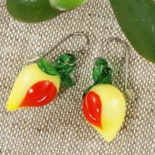 Mango Earrings Lampwork Glass Earrings Yellow Red Vegan Fruit Earrings Jewelry