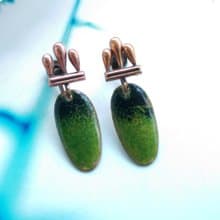 Vintage Jewelry 西洋古董飾品 Copper 手工 漸層綠 栓式耳環