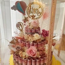 有錢花蛋糕 三層永生花禮盒  鈔票蛋糕