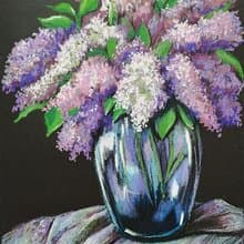 Bouquet of lilacs drawing flowers art painting oil pastel bouquet gift for woman