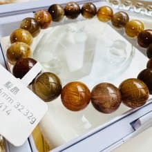 精品大地色拉絲順強光貓眼彩髮晶10.3-10.6mm32.32g正財偏財自信